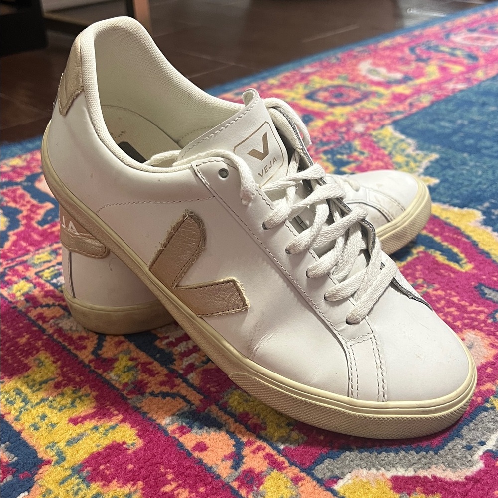Veja Esplar leather sneaker white cream lace up size 8 women’s - Picture 8 of 8